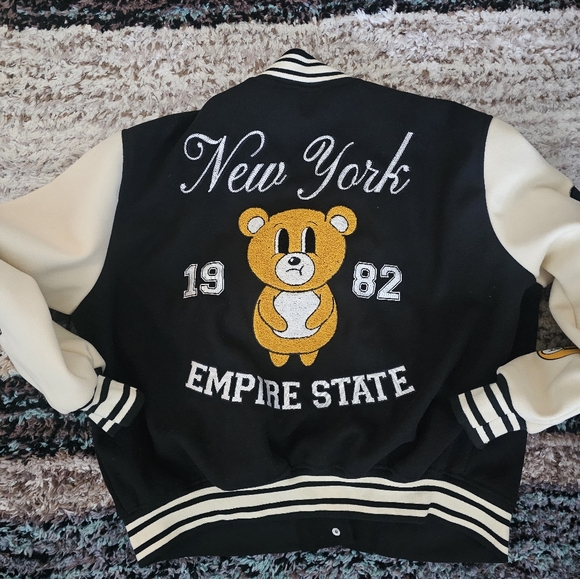 Plus Size Varsity Letterman Bomber Jacket - Picture 2 of 2